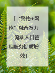 “警格+网格”融合发力，流动人口管理服务提质增效
