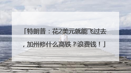 特朗普：花2美元就能飞过去，加州修什么高铁？浪费钱！