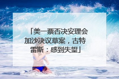 美一票否决安理会加沙决议草案，古特雷斯：感到失望