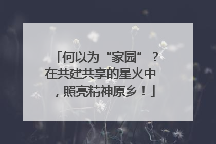 何以为“家园”？在共建共享的星火中，照亮精神原乡！