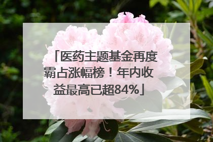 医药主题基金再度霸占涨幅榜！年内收益最高已超84%