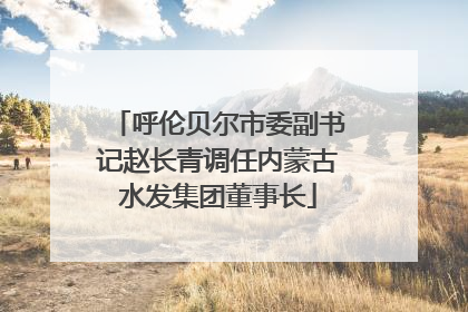 呼伦贝尔市委副书记赵长青调任内蒙古水发集团董事长