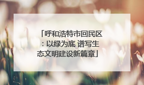 呼和浩特市回民区：以绿为底 谱写生态文明建设新篇章