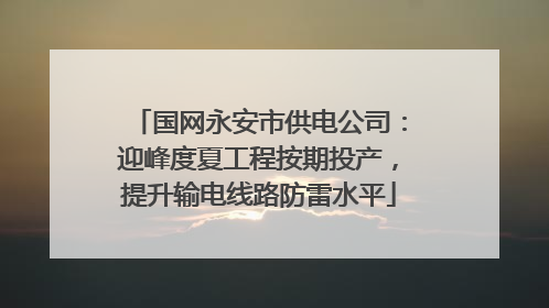 国网永安市供电公司：迎峰度夏工程按期投产，提升输电线路防雷水平