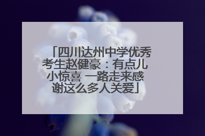 四川达州中学优秀考生赵健豪：有点儿小惊喜 一路走来感谢这么多人关爱