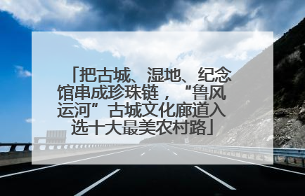 把古城、湿地、纪念馆串成珍珠链，“鲁风运河”古城文化廊道入选十大最美农村路