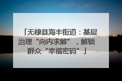 无棣县海丰街道：基层治理“向内求解”，解锁群众“幸福密码”