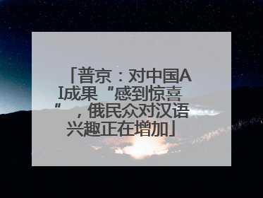 普京：对中国AI成果“感到惊喜”，俄民众对汉语兴趣正在增加
