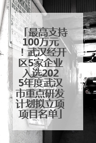 最高支持100万元！武汉经开区5家企业入选2025年度武汉市重点研发计划拟立项项目名单