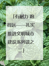有耐力 跑得远——扎实推进文明城市建设系列谈之二