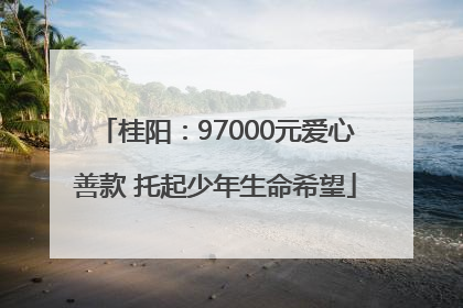 桂阳：97000元爱心善款 托起少年生命希望