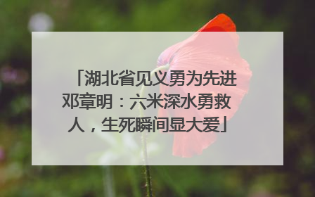 湖北省见义勇为先进邓章明：六米深水勇救人，生死瞬间显大爱