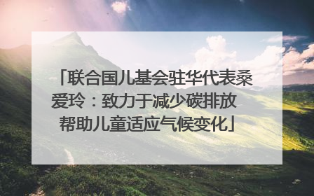 联合国儿基会驻华代表桑爱玲：致力于减少碳排放 帮助儿童适应气候变化