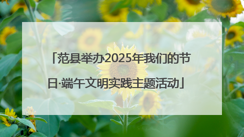 范县举办2025年我们的节日·端午文明实践主题活动