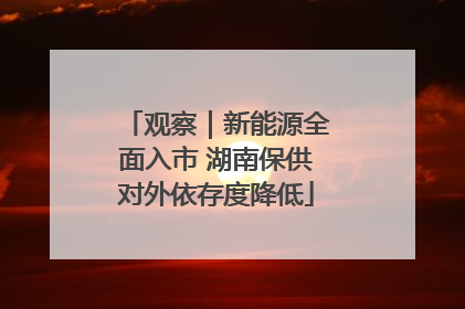 观察｜新能源全面入市 湖南保供对外依存度降低