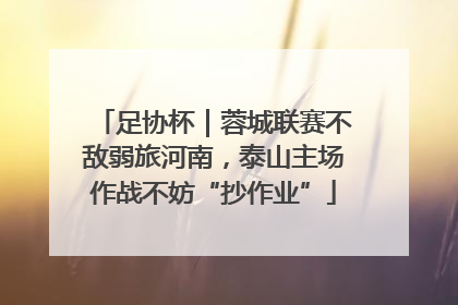 足协杯｜蓉城联赛不敌弱旅河南，泰山主场作战不妨“抄作业”