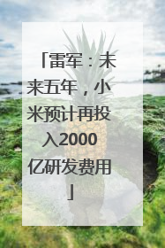 雷军：未来五年，小米预计再投入2000亿研发费用