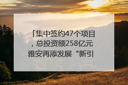 集中签约47个项目，总投资额258亿元 雅安再添发展“新引擎”｜数读西投
