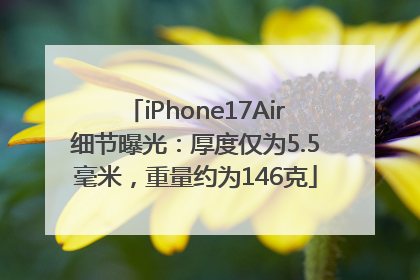 iPhone17Air细节曝光：厚度仅为5.5毫米，重量约为146克